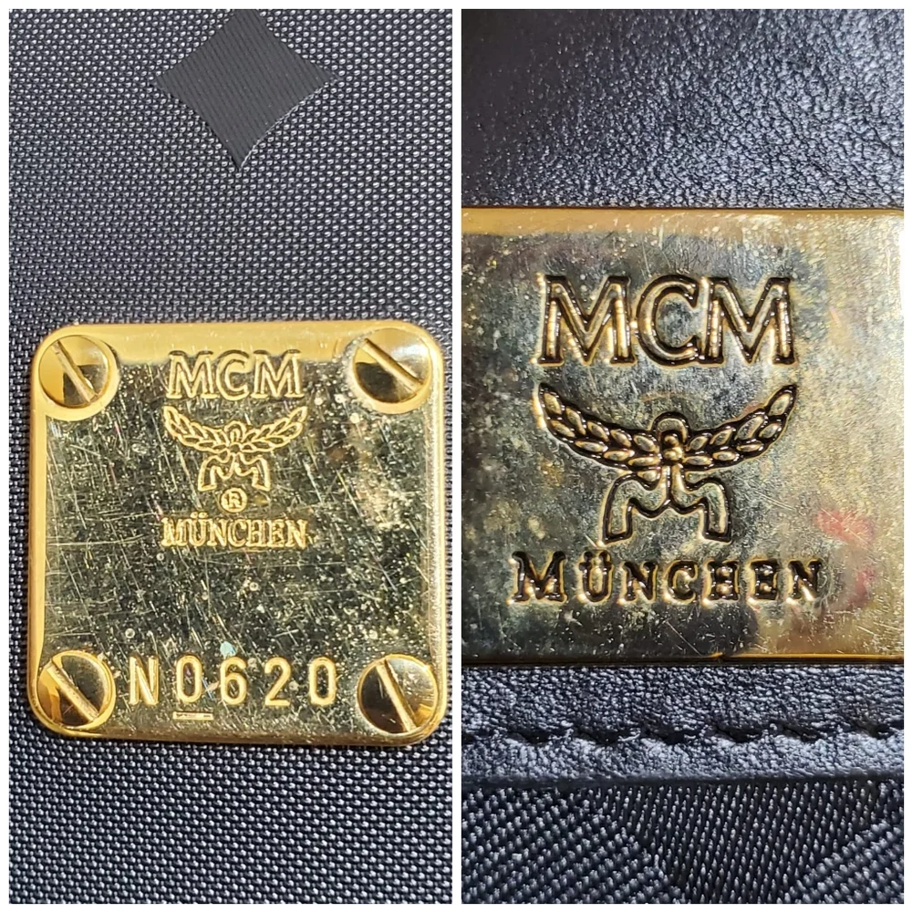 MCM Signature Visetos Monogram Boston Bag with Strap